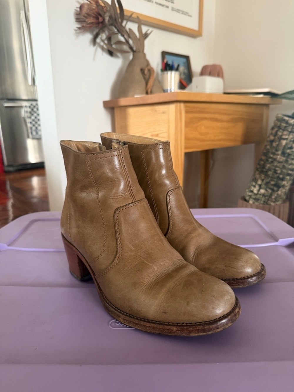 A.P.C. Light Brown Leather Ankle Booties
